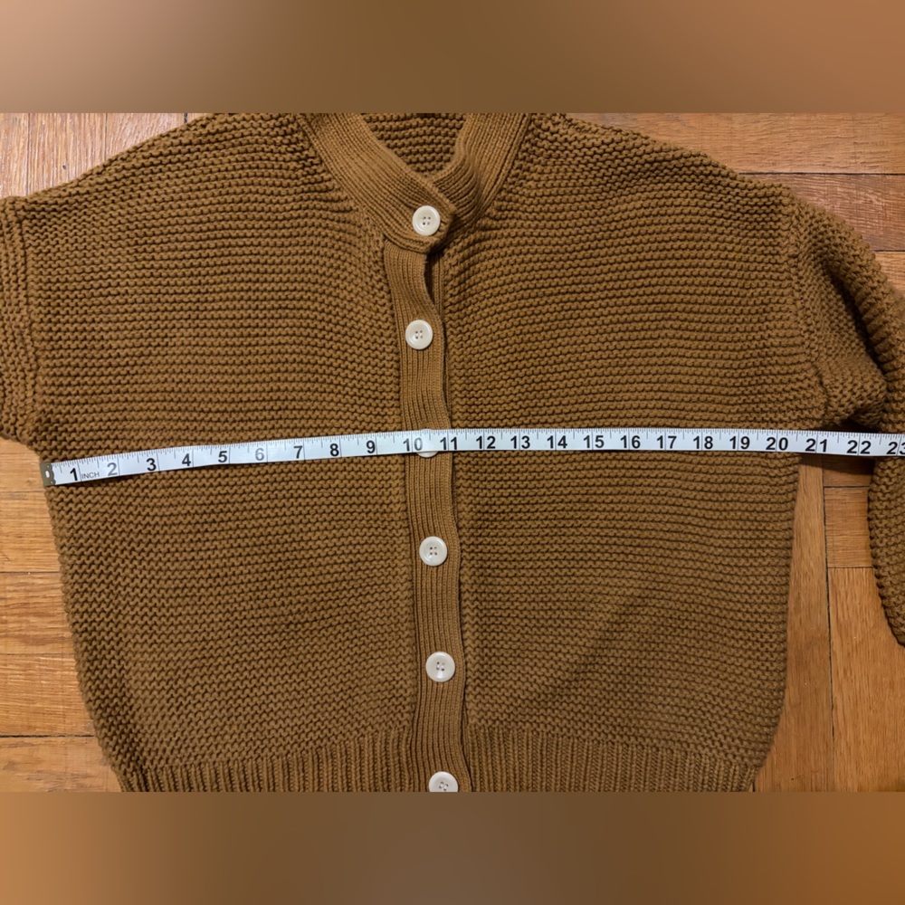 Alex Mill 100% cotton golden khaki brown Nico sweater cardigan sz S - Picture 10 of 12